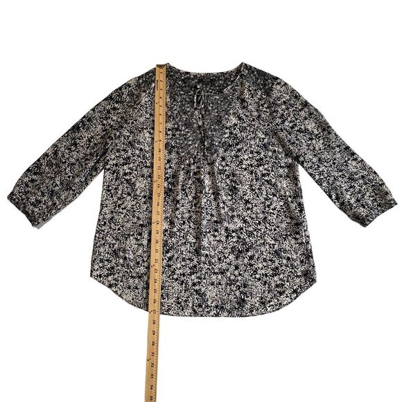 NYDJ Not Your Daughters Jeans Popover Top Blouse Keyhole Tie Neckline Sz S - Picture 6 of 12